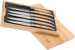 Laguiole En Aubrac Juego De Cuchillos Para Carne 6-unitades De Madera De Abedul, 62C99BHIH