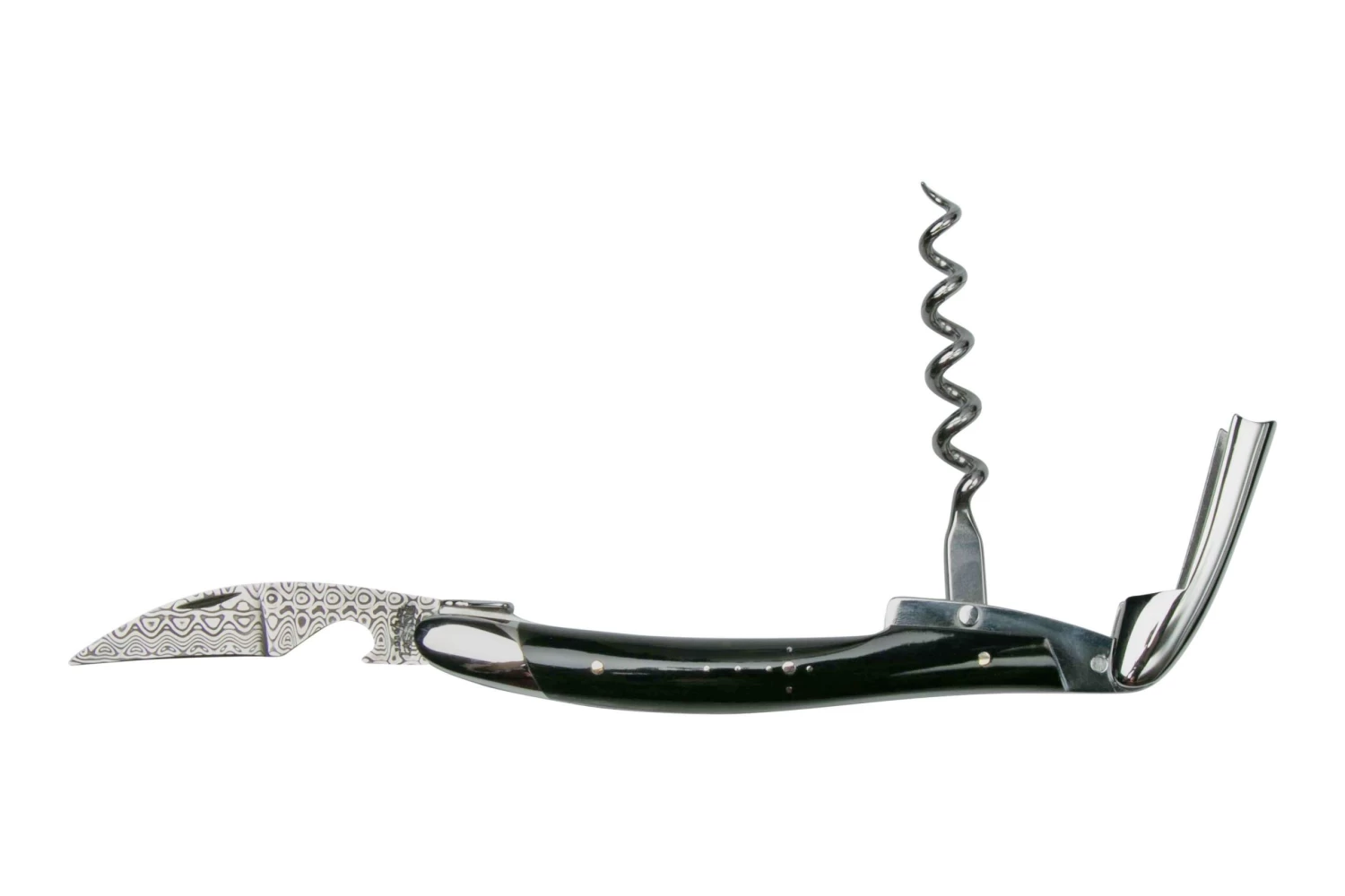 Forge De Laguiole SOMBF Sacacorchos De Camarero Con Funda, Damasco, Cuerno De Búfalo 3 Forge De Laguiole SOMBF Sacacorchos De Camarero Con Funda, Damasco, Cuerno De Búfalo