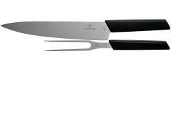 Victorinox Swiss Modern Cuchillo Para Trinchar Y Tenedor Para Carne, Negro